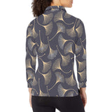 Gold ginkgo leaves Women's Long Sleeve Polo Shirt