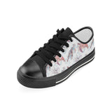 Watercolor sea turtle jellyfish pattern Kids' Boys' Girls' Low Top Canvas Shoes Black