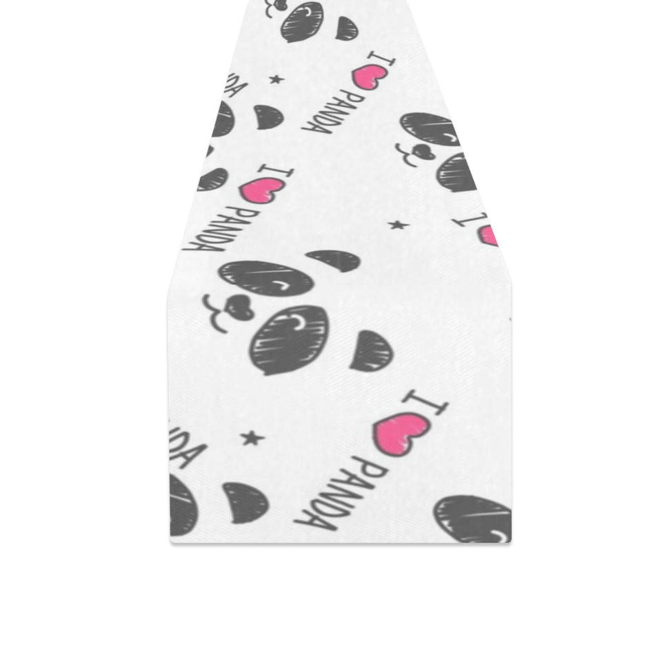 Hand Drawn faces of pandas pattern Table Runner
