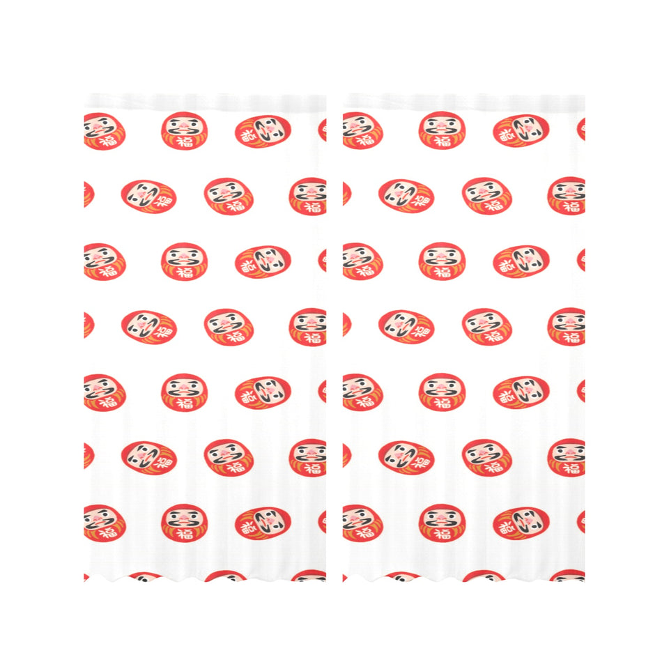 Daruma japanese wooden doll pattern Gauze Curtain