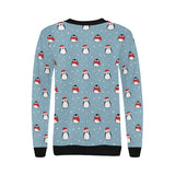 Cute penguin christmas snow pattern Women's Crew Neck Sweatshirt