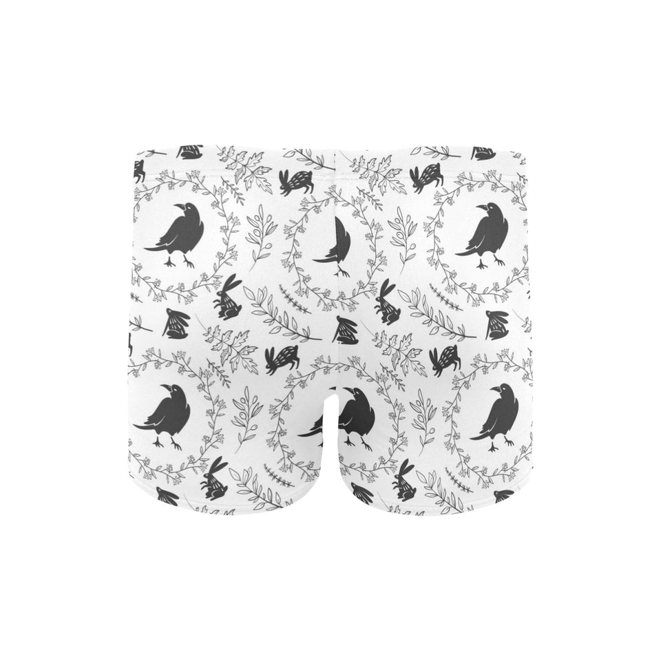 Crows floral wreath rabbit pattern Men's Swimming Trunks