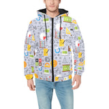 Math Pattern Print Design 04 Men's Padded Hooded Jacket