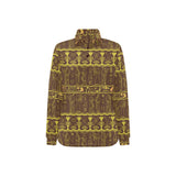 Egypt Hieroglyphics Pattern Print Design 03 Women's Long Sleeve Polo Shirt