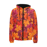 Autumn maple leaf pattern Men's Padded Hooded Jacket