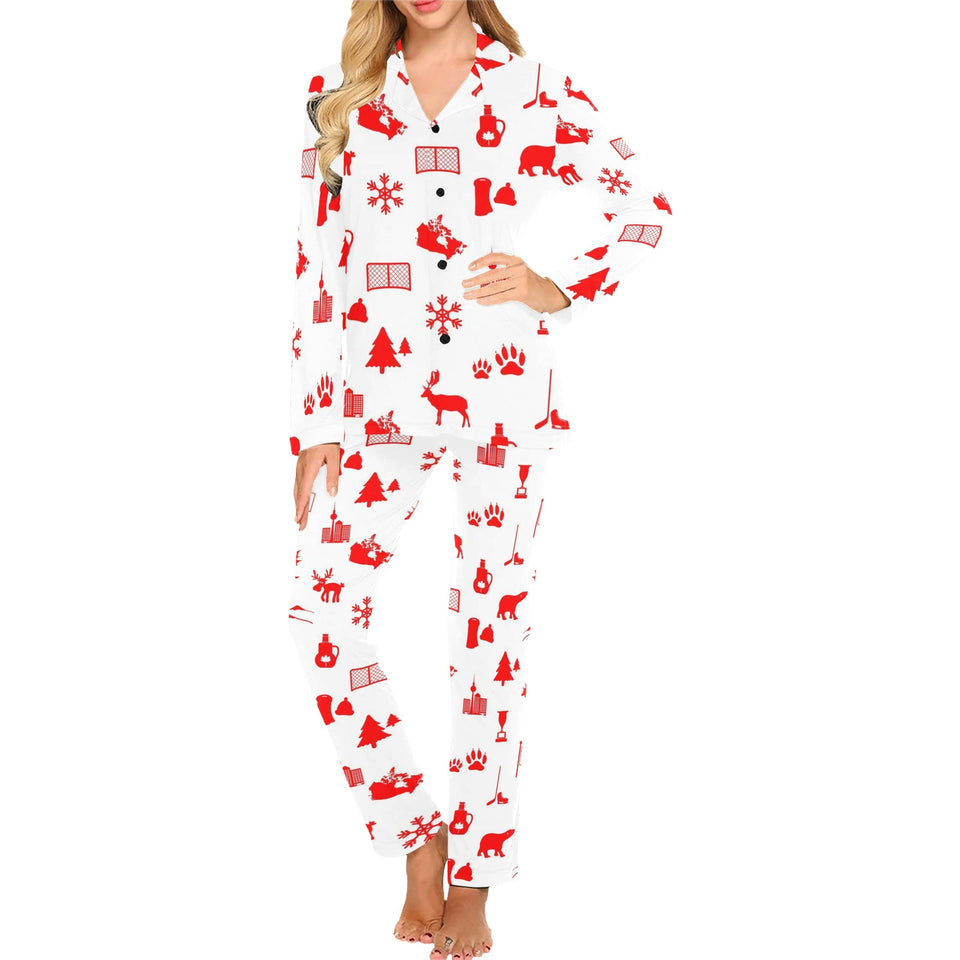 Canada Pattern Print Design 04 Women's Long Pajama Set