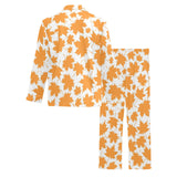 Orange Maple Leaf pattern Men's Long Pajama Set