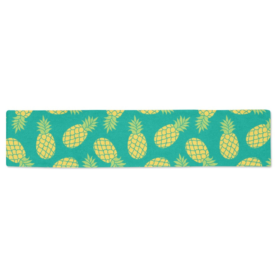 Pineapples pattern green background Table Runner