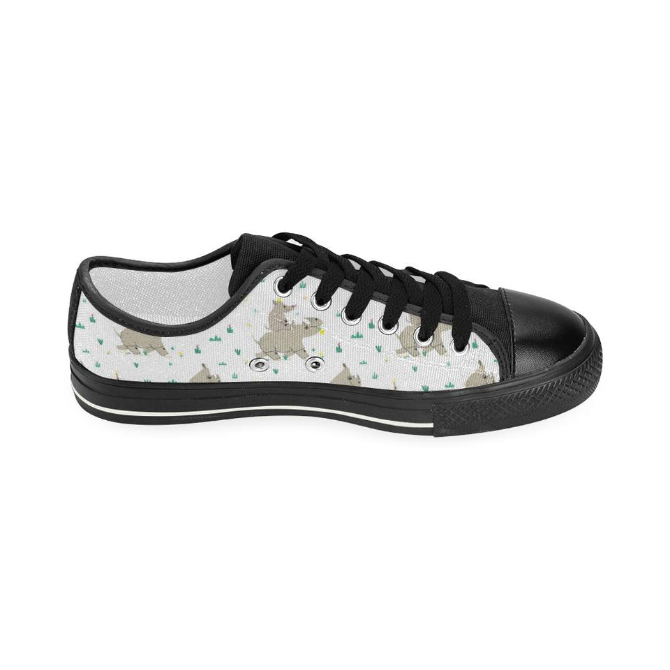 Cute Rhino pattern background Kids' Boys' Girls' Low Top Canvas Shoes Black