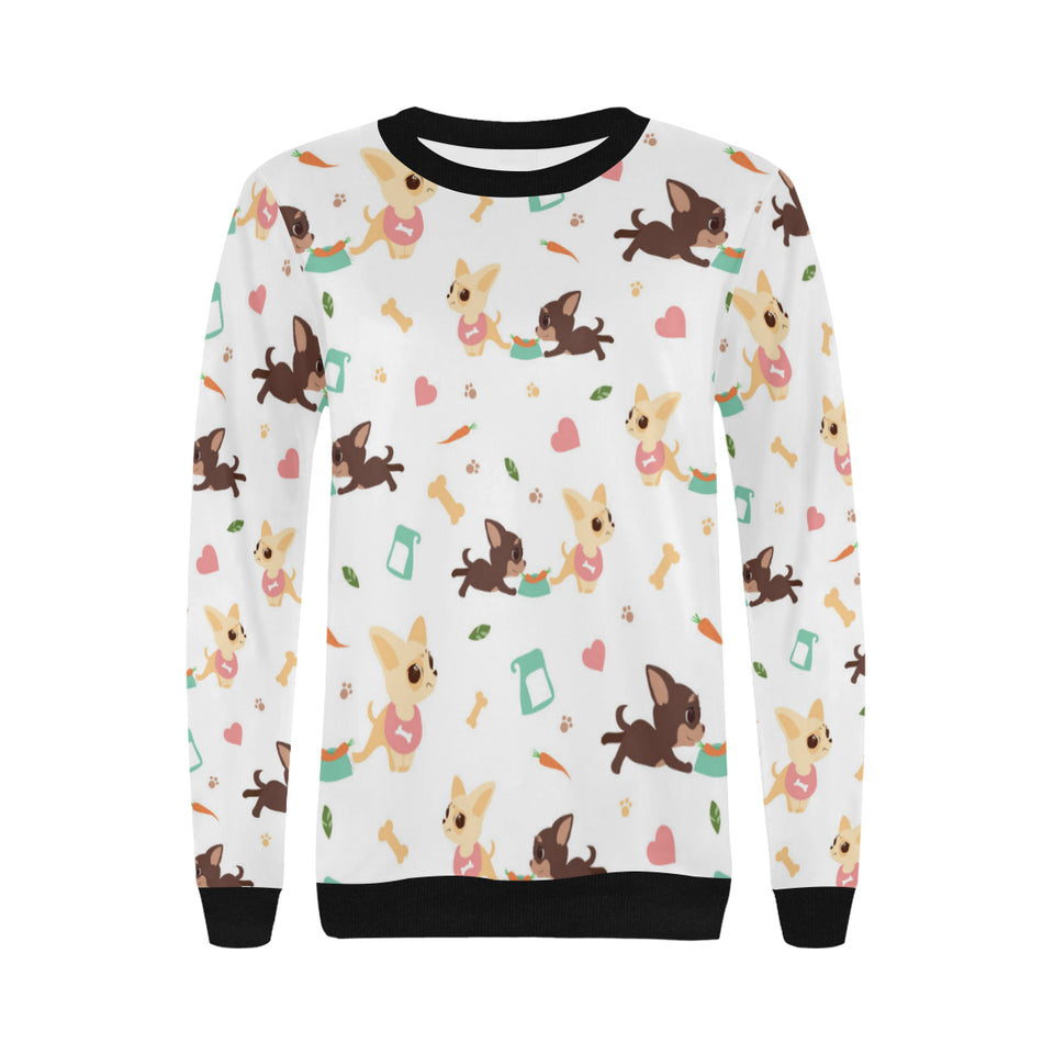 Cute Chihuahua puppie pattern Women's Crew Neck Sweatshirt