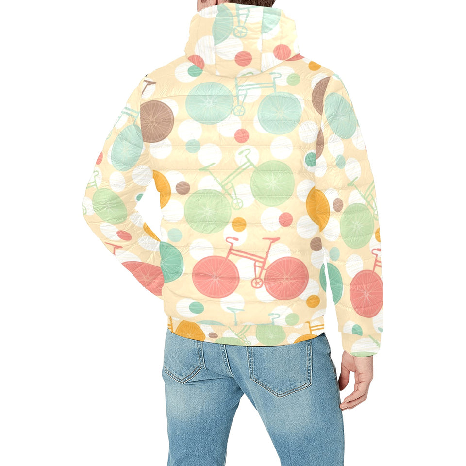 Bicycle Pattern Print Design 01 Men's Padded Hooded Jacket