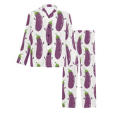 Eggplant Pattern Print Design 01 Men's Long Pajama Set