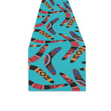 Boomerang Australian aboriginal ornament blue back Table Runner