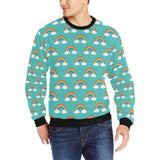Rainbow pattern green background Men's Crew Neck Sweatshirt