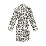 Leopard skin print pattern Women's Long Sleeve Belted Night Robe