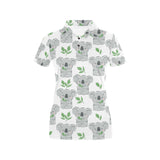 Hand drawn Koala leaves pattern Women's All Over Print Polo Shirt