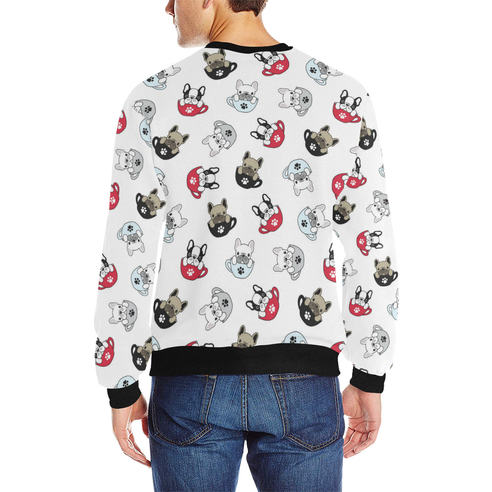 French bulldog cup paw pattern Men's Crew Neck Sweatshirt