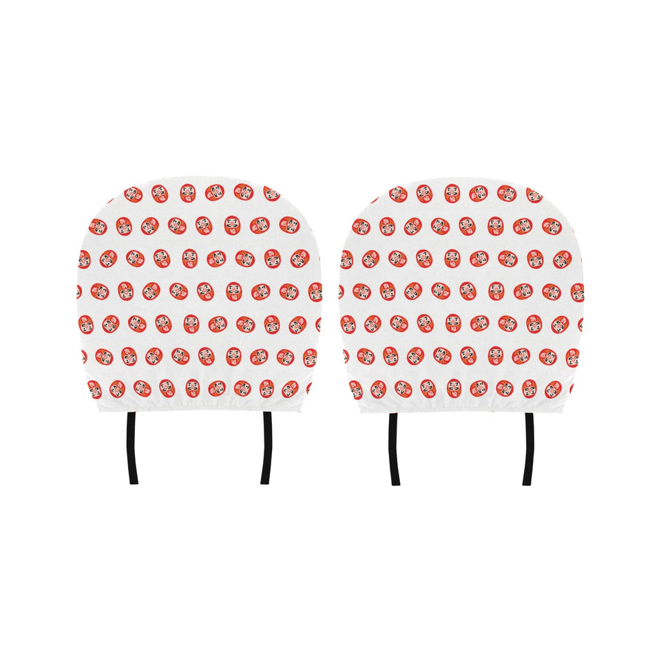Daruma japanese wooden doll pattern Car Headrest Cover