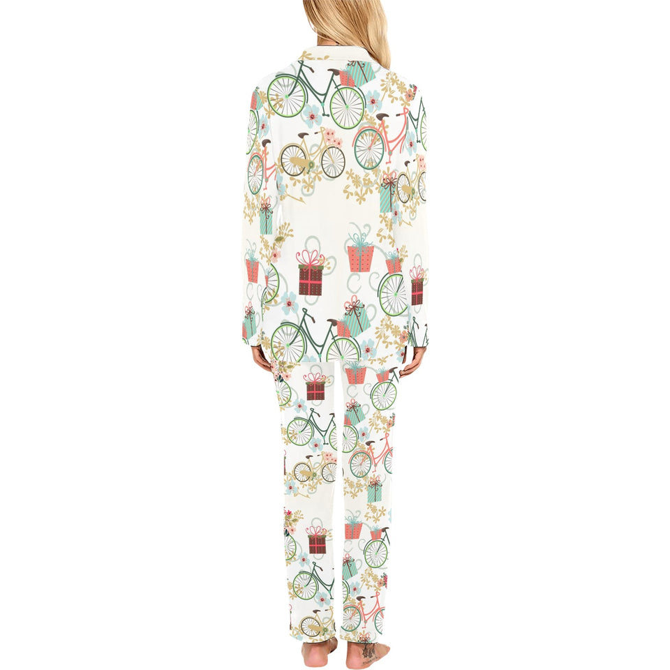 Bicycle Pattern Print Design 05 Women's Long Pajama Set
