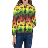 Canabis Marijuana Weed Pattern Print Design 03 Women's Padded Hooded Jacket