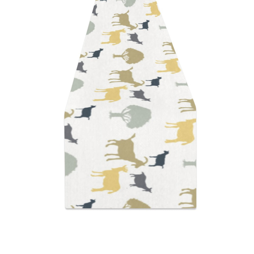 Silhouettes of goat and tree pattern Table Runner