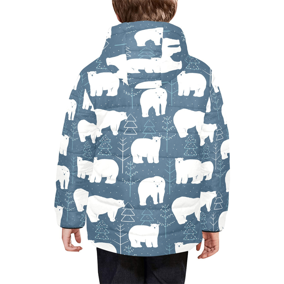 polar bear mother her child pattern Kids' Boys' Girls' Padded Hooded Jacket