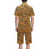 Bengal tigers skin print pattern background Men's V-Neck Short Pajama Set
