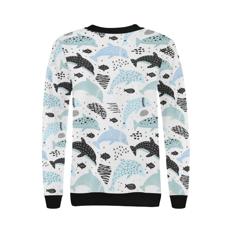 Cute dolphins Childish Style pattern Women's Crew Neck Sweatshirt