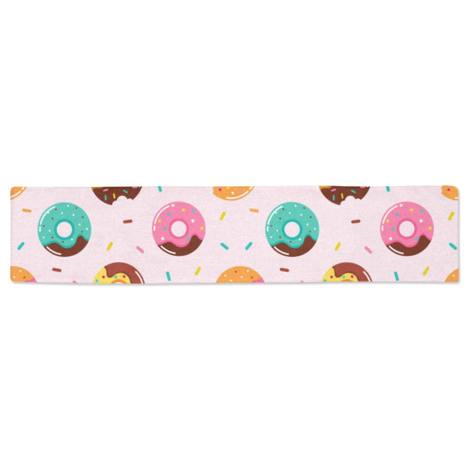 Donut pattern glaze pink background Table Runner