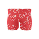 sushi pattern red background Men's Swimming Trunks