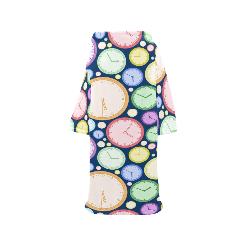 Colorful clock background Blanket Robe with Sleeves