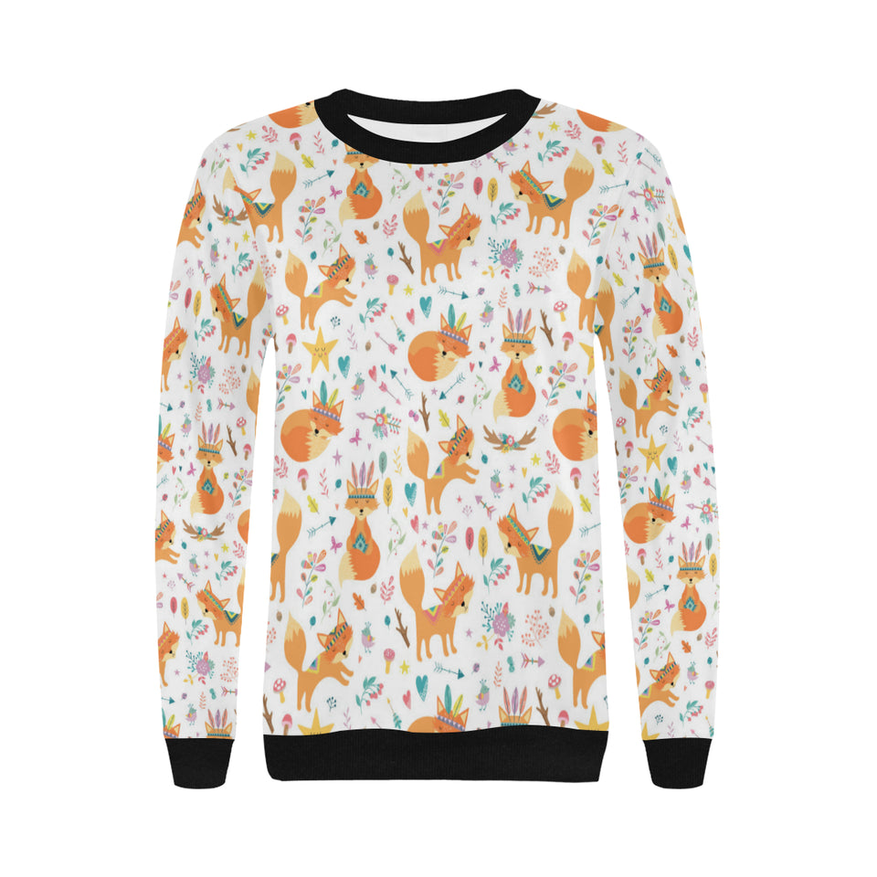 cute tribal fox pattern Women's Crew Neck Sweatshirt