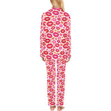Lips Pattern Print Design 01 Women's Long Pajama Set