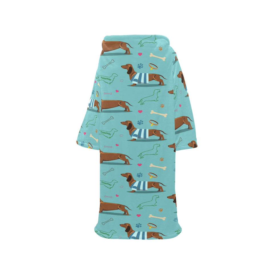 Dachshund decorative background Blanket Robe with Sleeves