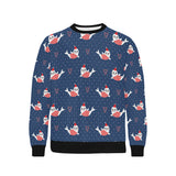 Cute sea lion seal christmas hat candy cane heart Men's Crew Neck Sweatshirt