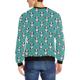 Hand drawn boston terrier dog pattern Men's Crew Neck Sweatshirt