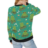 Cute frog dragonfly design pattern Women's Crew Neck Sweatshirt