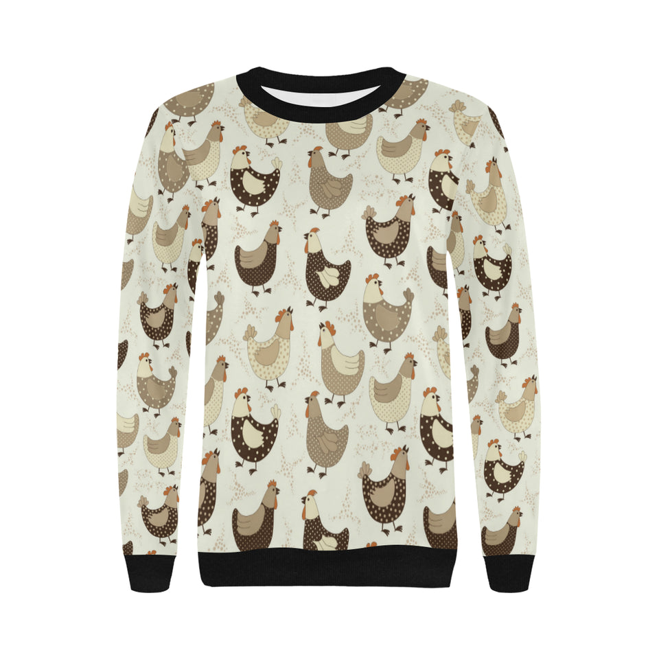Cute rooster chicken cock Women's Crew Neck Sweatshirt