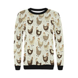 Cute rooster chicken cock Women's Crew Neck Sweatshirt