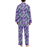 Eggplant Pattern Print Design 03 Men's Long Pajama Set