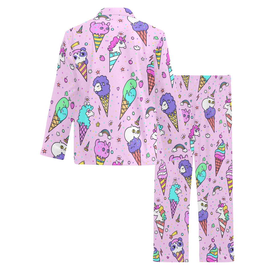 Cute ice cream cone animal pattern Men's Long Pajama Set