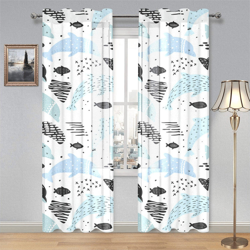Cute dolphins Childish Style pattern Gauze Curtain