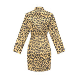Leopard skin print Women's Long Sleeve Belted Night Robe