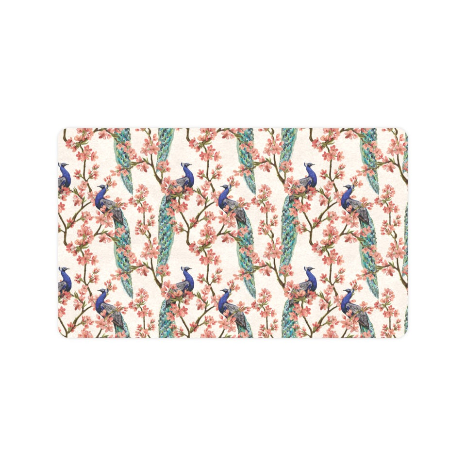 Peacock tropical flower pattern Doormat