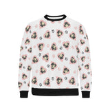 Cute pugs pink heart paw pattern Men's Crew Neck Sweatshirt
