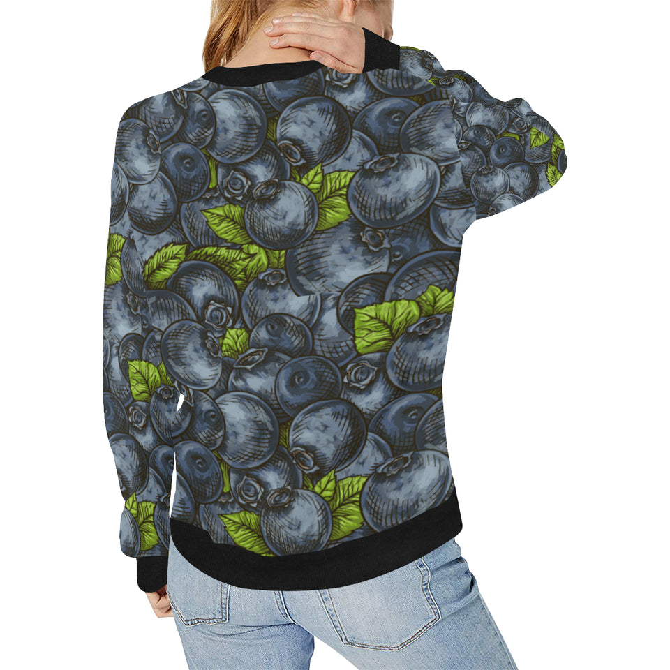 blueberry pattern Women's Crew Neck Sweatshirt
