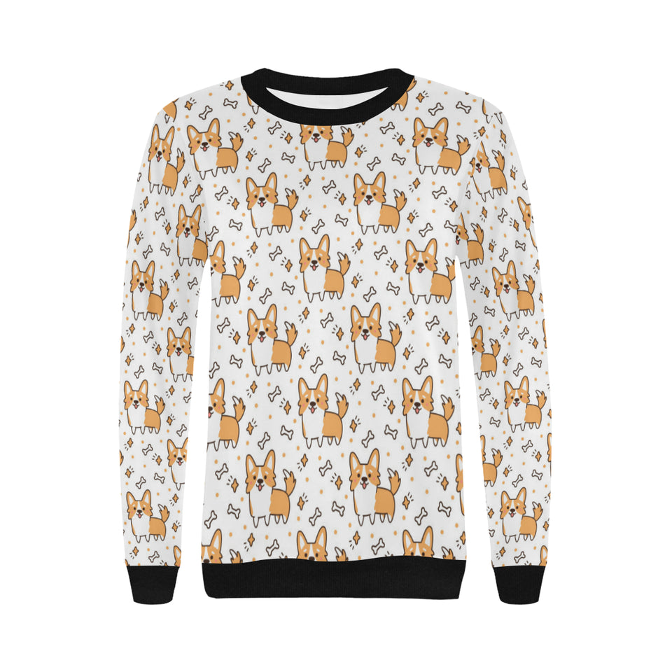 Cute corgi heart star bone pattern Women's Crew Neck Sweatshirt