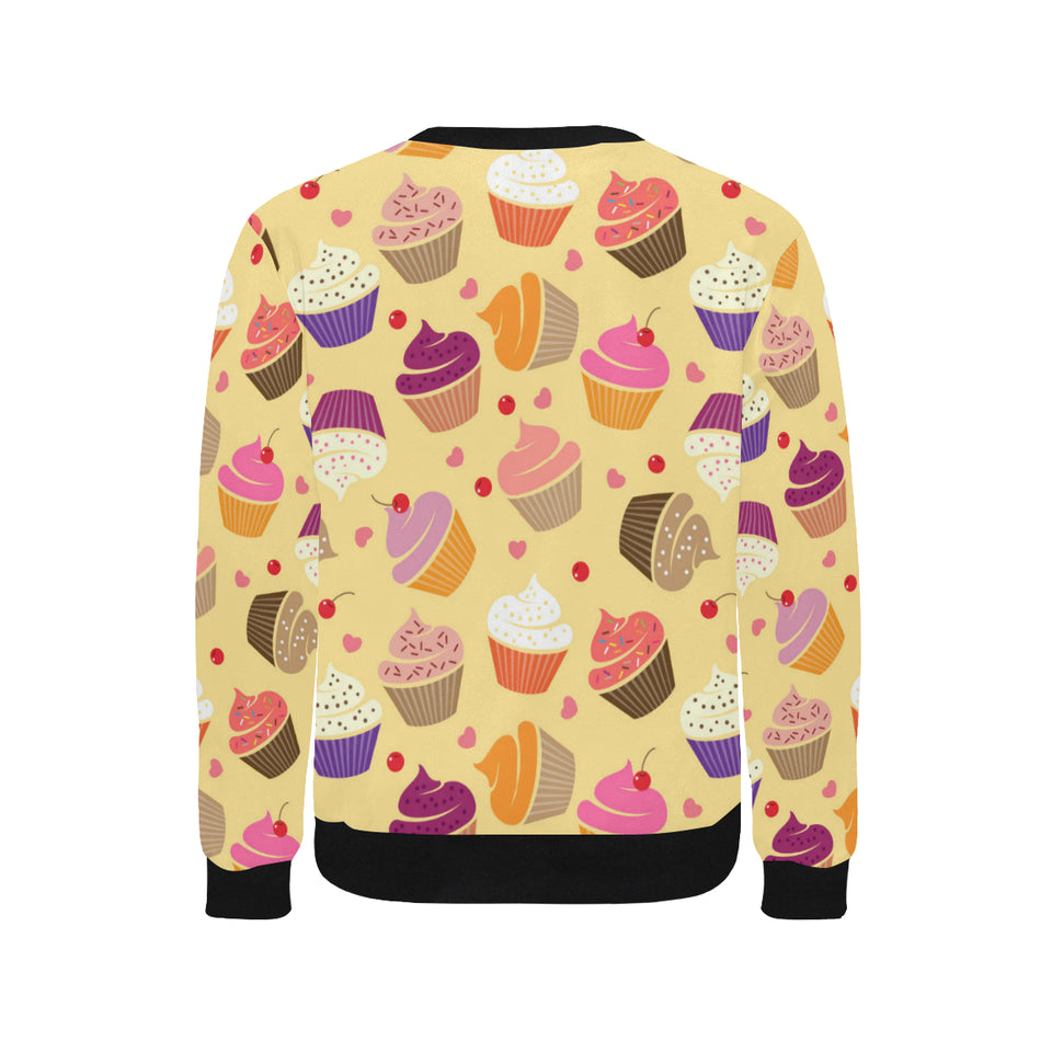 cake cupcake heart cherry pattern Men's Crew Neck Sweatshirt
