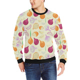 Onion garlic white red pattern Men's Crew Neck Sweatshirt