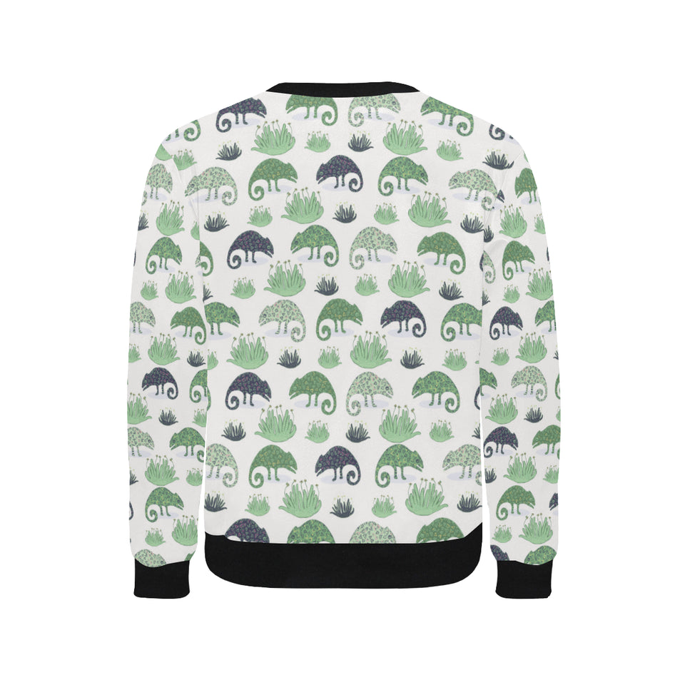 Chameleon lizard succulent plant pattern Men's Crew Neck Sweatshirt